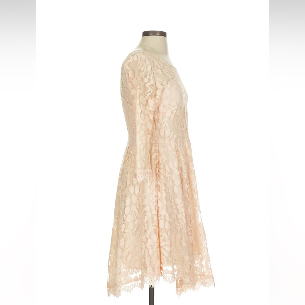 Free People Cream 3/4 Sleeve Lace Overlay V-shaped Fit & Flare A-line
Dress 4 - Picture 11 of 14